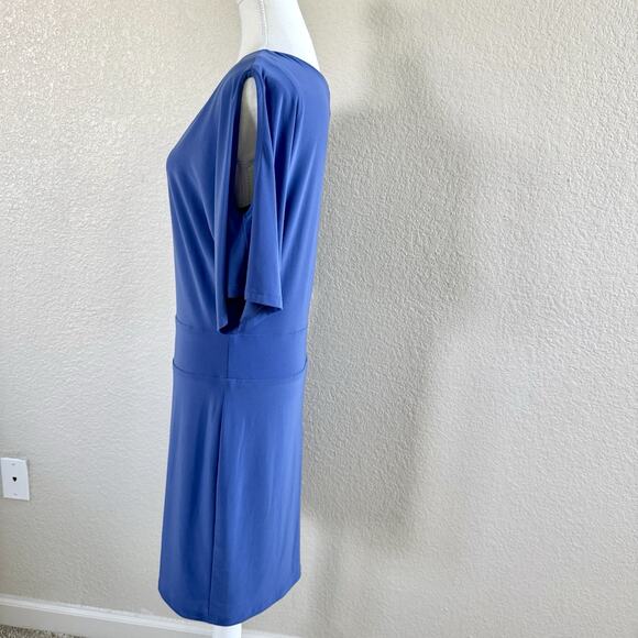 Last Tango Dress Dusty Blue Size Medium Knee Length Career Bodycon Open Sleeves - Picture 10 of 14